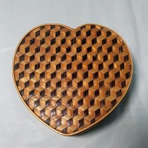 Woven Basket Trinket Box Heart Shaped